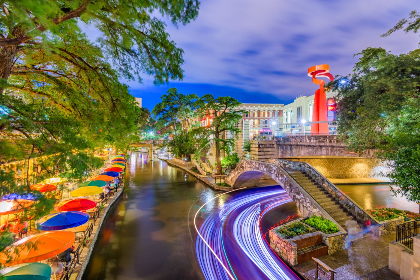 San Antonio River Walk at night