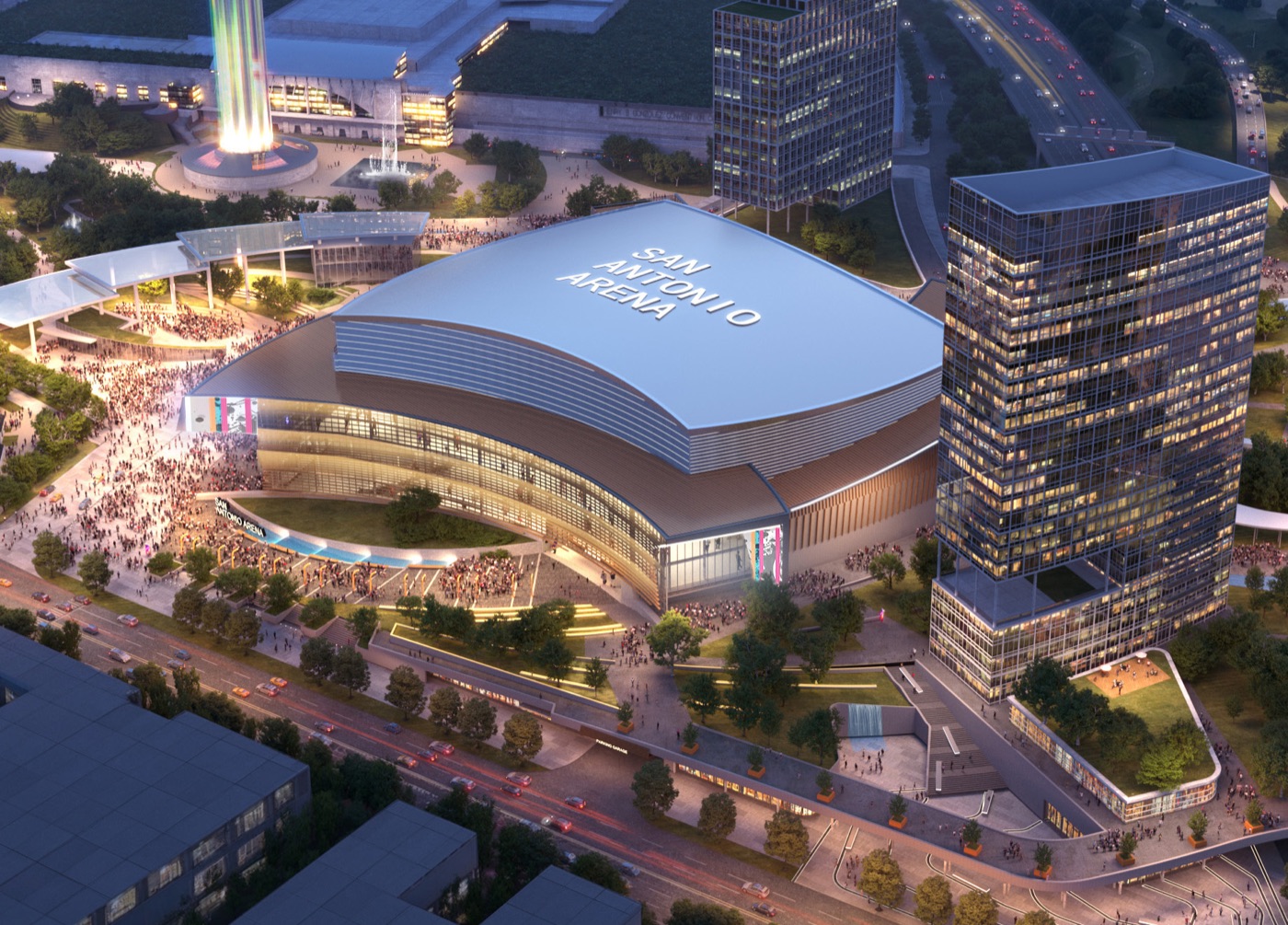 Rendering of the new Spurs arena at Hemisfair