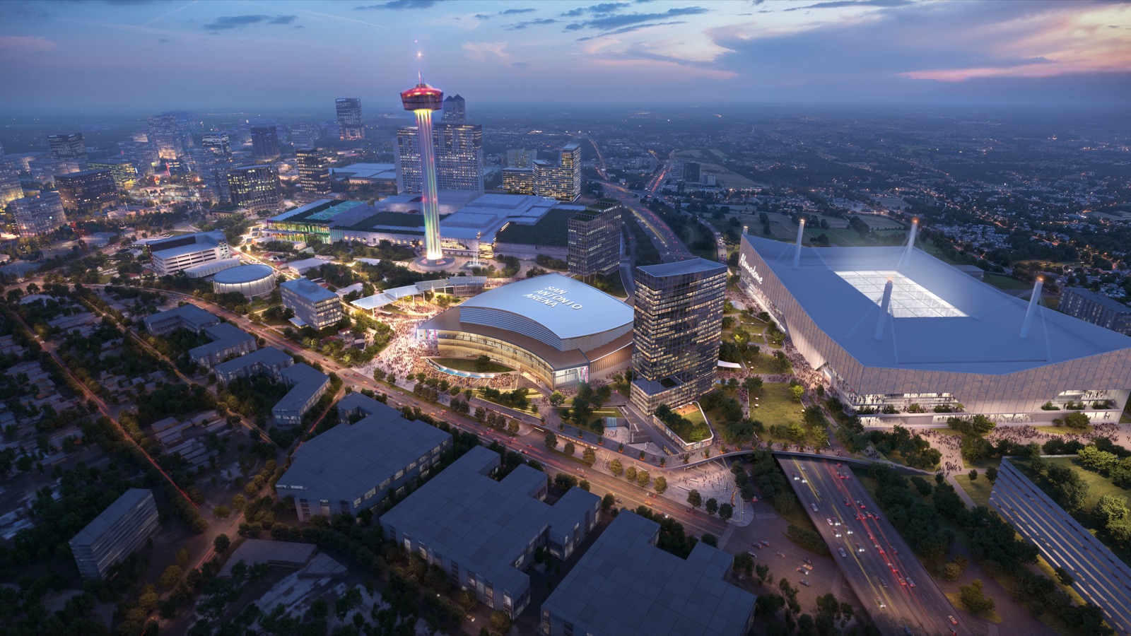 Aerial rendering of Project Marvel in downtown San Antonio